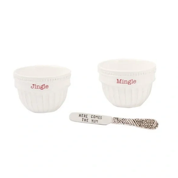 MUD PIE~3 PIECE DIP CUPS & EMBOSSED SPREADER - Picture 1 of 8